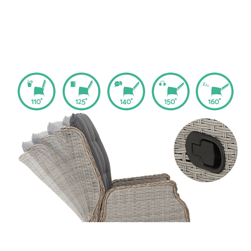 Outdoor Wicker Sun lounge Recliner Chairs Setting