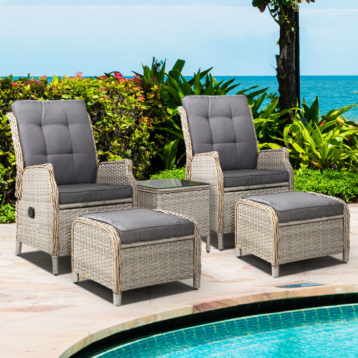 Outdoor Wicker Sun lounge Recliner Chairs Setting