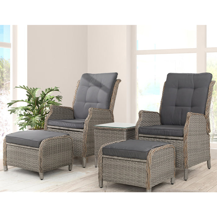 Outdoor Wicker Sun lounge Recliner Chairs Setting