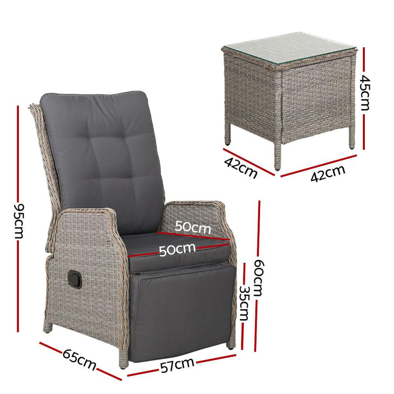 Bostin Life Recliner Chairs Outdoor Sun Lounge Setting Patio Furniture Wicker Sofa Dropshipzone
