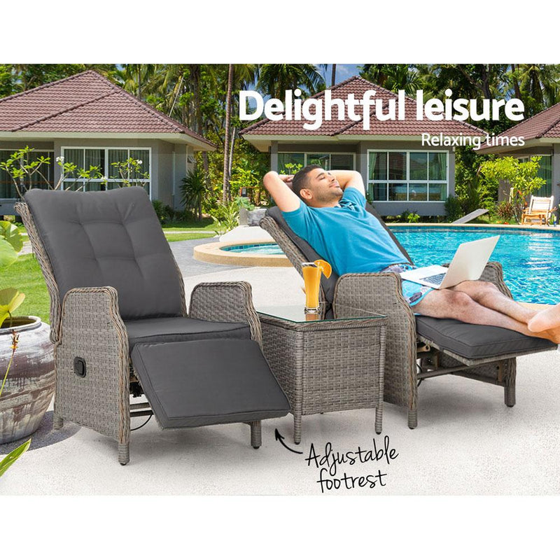 Bostin Life Recliner Chairs Outdoor Sun Lounge Setting Patio Furniture Wicker Sofa Dropshipzone
