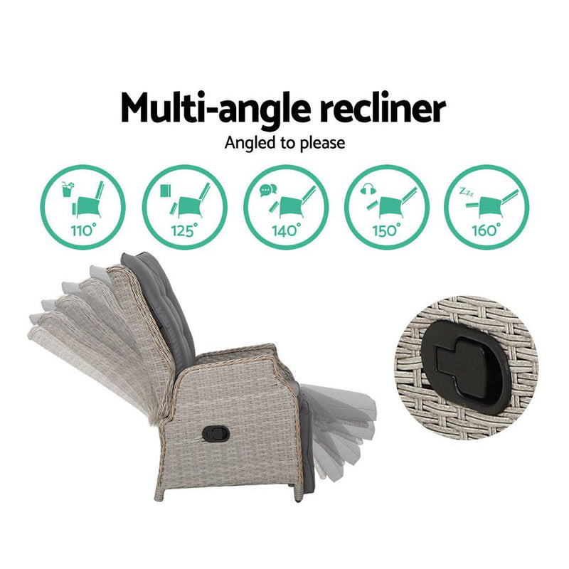 Bostin Life Recliner Chairs Outdoor Sun Lounge Setting Patio Furniture Wicker Sofa Dropshipzone