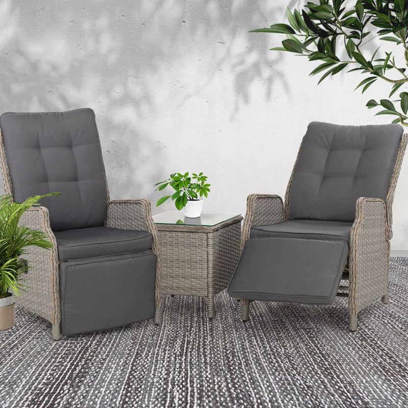 Bostin Life Recliner Chairs Outdoor Sun Lounge Setting Patio Furniture Wicker Sofa Dropshipzone