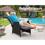 Gardeon Recliner Chair Sun Lounge Setting Outdoor Furniture Patio Wicker Sofa Dropshipzone