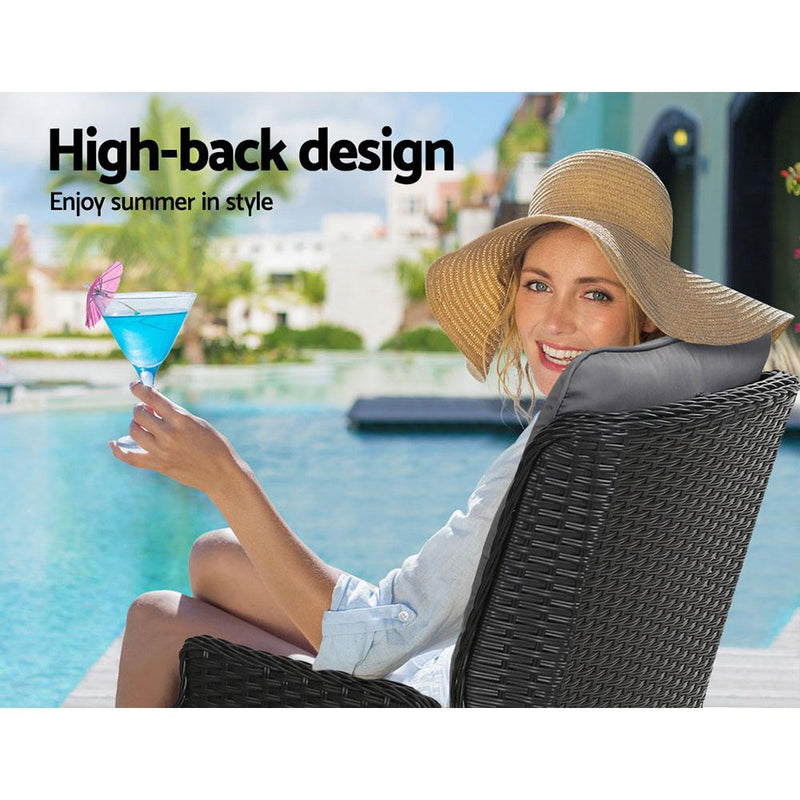 Gardeon Recliner Chair Sun Lounge Setting Outdoor Furniture Patio Wicker Sofa Dropshipzone