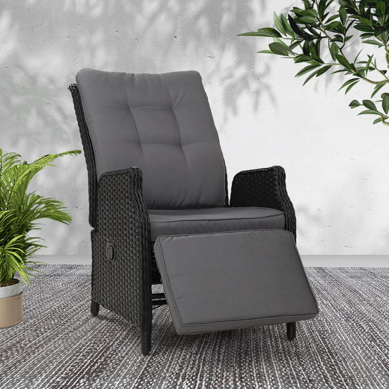 Gardeon Recliner Chair Sun Lounge Setting Outdoor Furniture Patio Wicker Sofa Dropshipzone