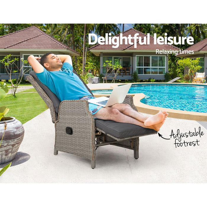 Bostin Life Sun Lounge Setting Recliner Chair Outdoor Furniture Patio Wicker Sofa Dropshipzone