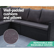 Bostin Life Outdoor Furniture Dining Setting Sofa Set Lounge Wicker 9 Seater Black Dropshipzone