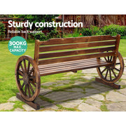 Bostin Life Gardeon Garden Wooden Wagon Chair 3 Seat Outdoor Furniture Backyard Lounge Period Style