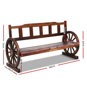 Gardeon Garden Bench Wooden Wagon Chair 3 Seat Outdoor Furniture Backyard Lounge Charcoal >