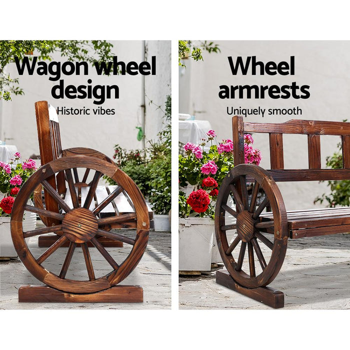 Gardeon Garden Bench Wooden Wagon Chair 3 Seat Outdoor Furniture Backyard Lounge Charcoal >