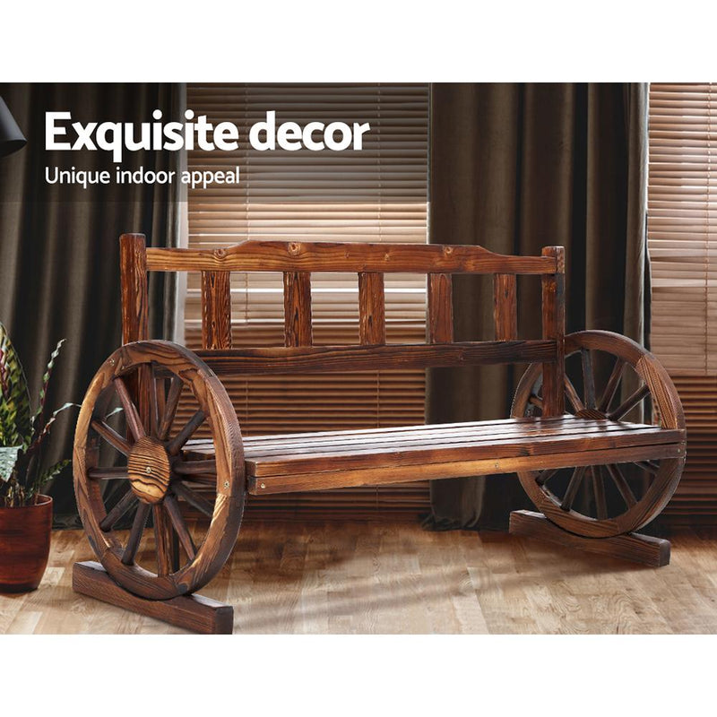 Gardeon Garden Bench Wooden Wagon Chair 3 Seat Outdoor Furniture Backyard Lounge Charcoal >
