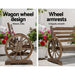 Bostin Life Gardeon Park Bench Wooden Wagon Wheel Chair Outdoor Garden Backyard Lounge Period Style