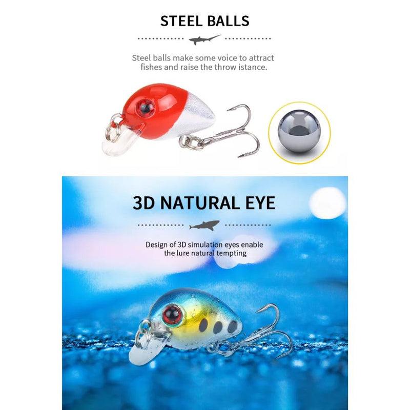 10 PCS Mini Crankbait Luya Fishing Lures with Plastic Box