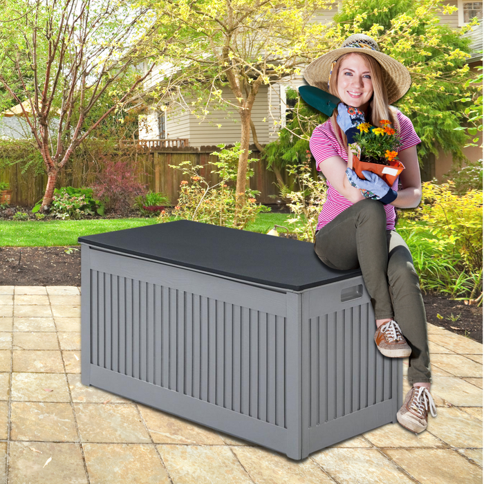 Outdoor Garden 270L Storage Box Container - Dark Grey