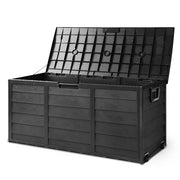 Bostin Life Giantz 290L Outdoor Storage Box Lockable Weatherproof Garden Deck Toy Shed All Black