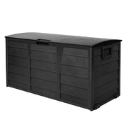 Bostin Life Giantz 290L Outdoor Storage Box Lockable Weatherproof Garden Deck Toy Shed All Black