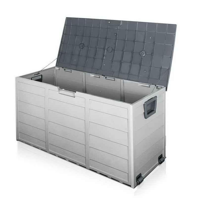 Outdoor 290L Lockable Weatherproof Garden Tools Storage Box Grey