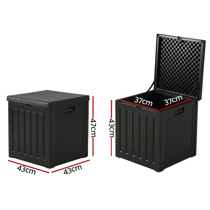 Outdoor 80L Weatherproof Garden Tools Storage Box Black