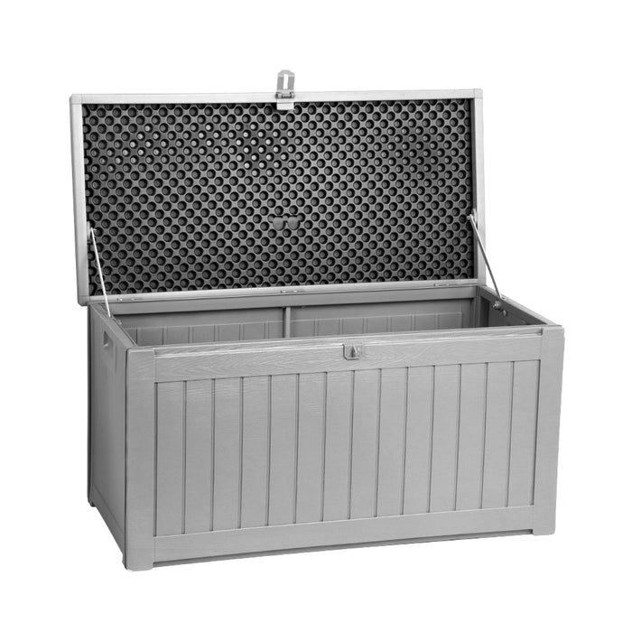 Outdoor 190L Lockable Weatherproof Garden Tools Storage Box Bench Grey and Black