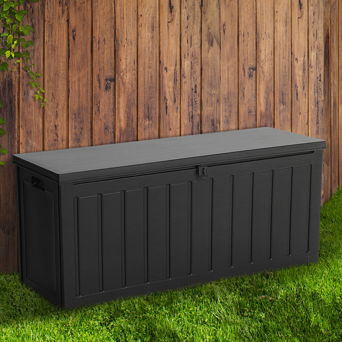 Outdoor 240L Lockable Weatherproof Garden Tools Storage Box Bench Black