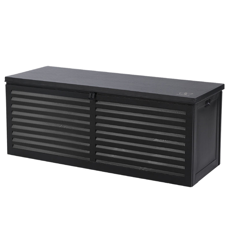Outdoor 390L Lockable Weatherproof Garden Tools Storage Box Bench Black