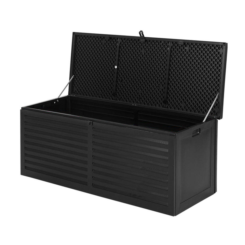 Outdoor 390L Lockable Weatherproof Garden Tools Storage Box Bench Black