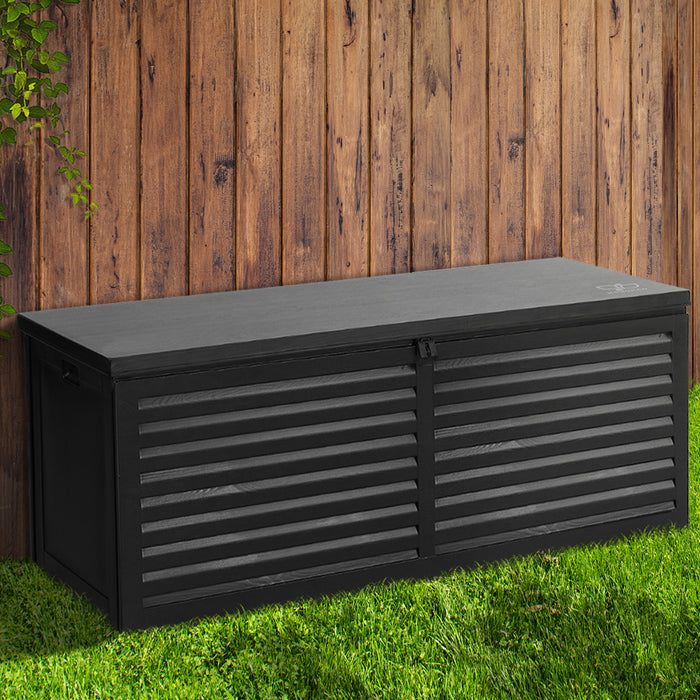 Outdoor 390L Lockable Weatherproof Garden Tools Storage Box Bench Black