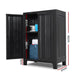 Bostin Life Outdoor Storage Cabinet Cupboard Lockable Garden Sheds Adjustable Black Furniture >
