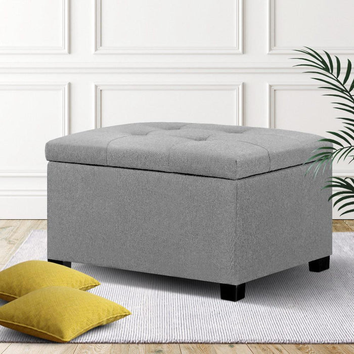 Bostin Life Artiss Storage Ottoman Blanket Box Linen Foot Stool Chest Couch Bench Toy Grey