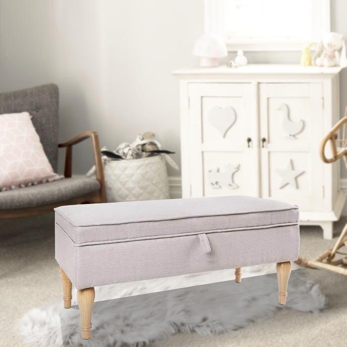 Fabric Storage Ottoman - Beige