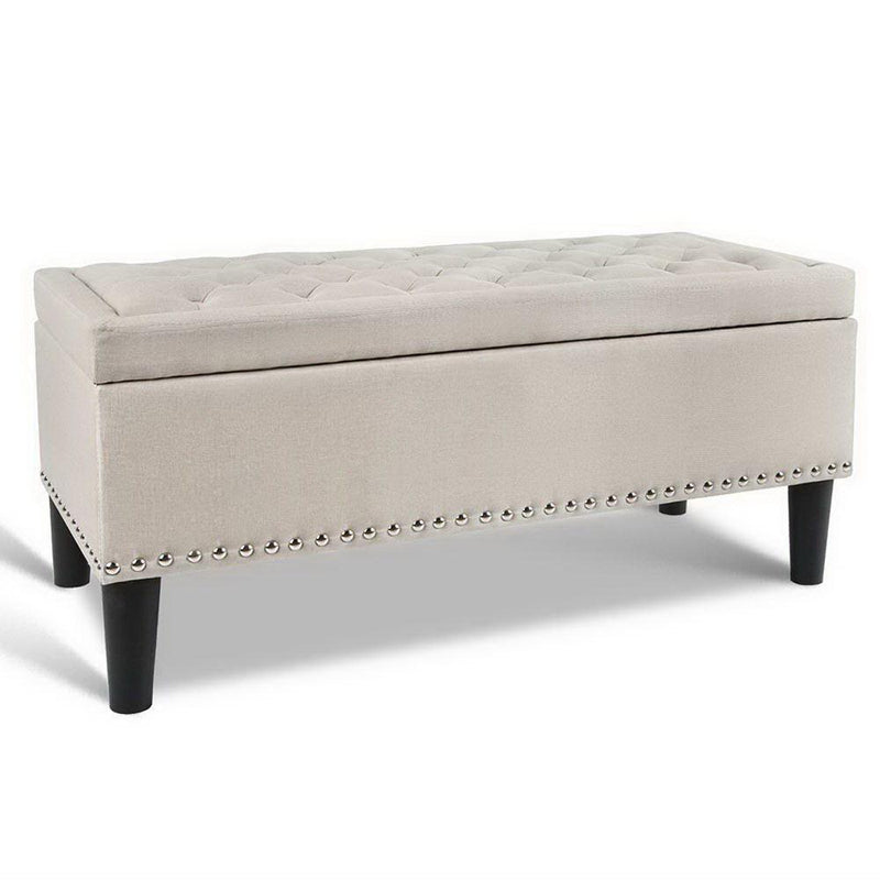 Bostin Life Artiss Fabric Storage Ottoman - Taupe Dropshipzone