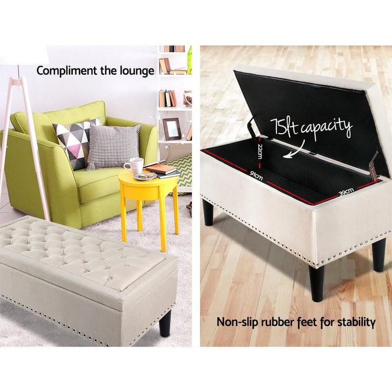 Bostin Life Artiss Fabric Storage Ottoman - Taupe Dropshipzone