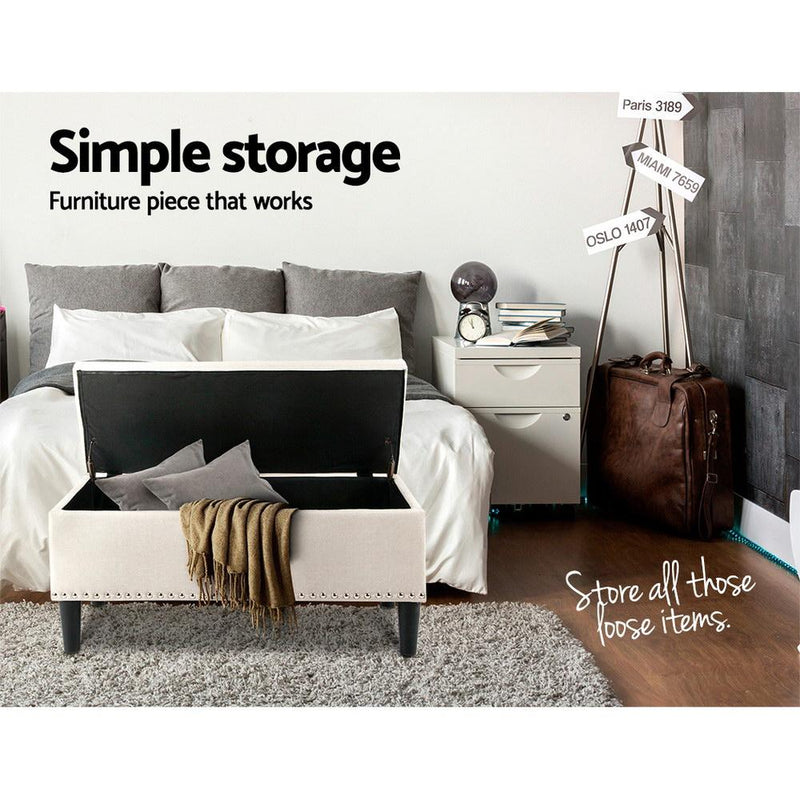 Bostin Life Artiss Fabric Storage Ottoman - Taupe Dropshipzone
