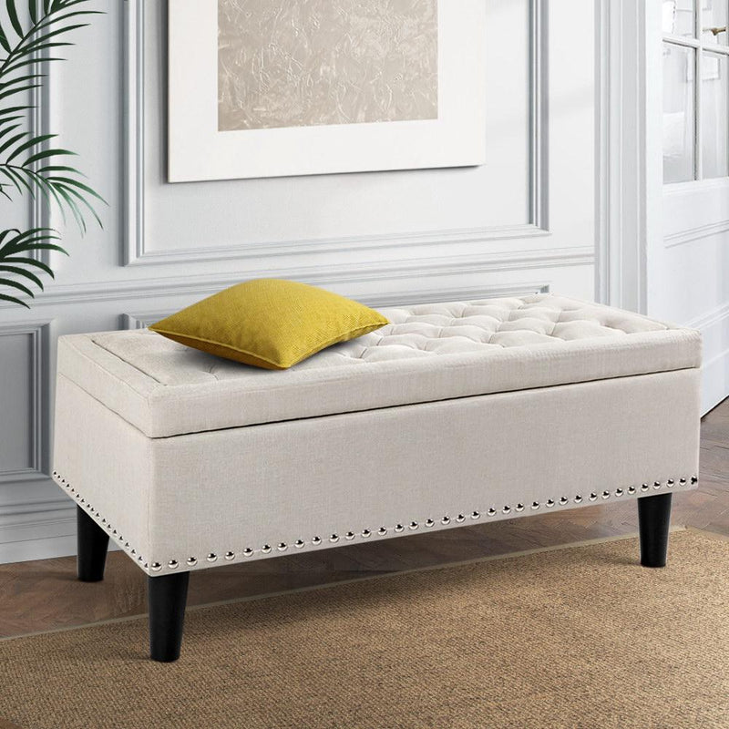 Bostin Life Artiss Fabric Storage Ottoman - Taupe Dropshipzone