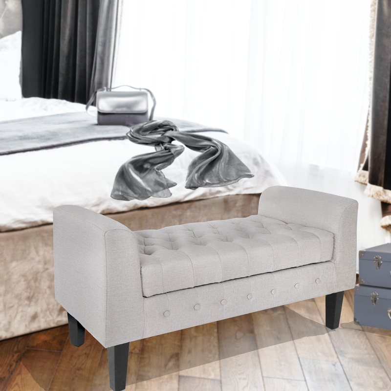 Fabric Storage Ottoman - Beige