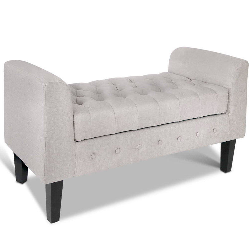 Fabric Storage Ottoman - Beige