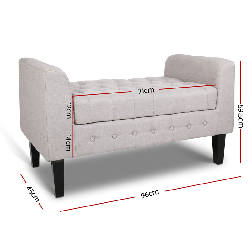 Fabric Storage Ottoman - Beige