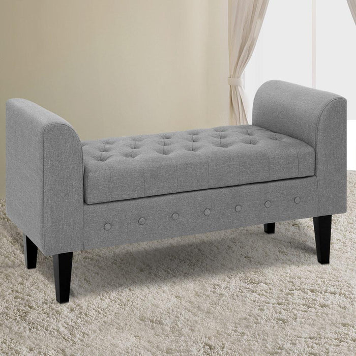 Bostin Life Artiss Storage Ottoman Blanket Box Linen Fabric Bed Foot Stool Chest Toy Bench