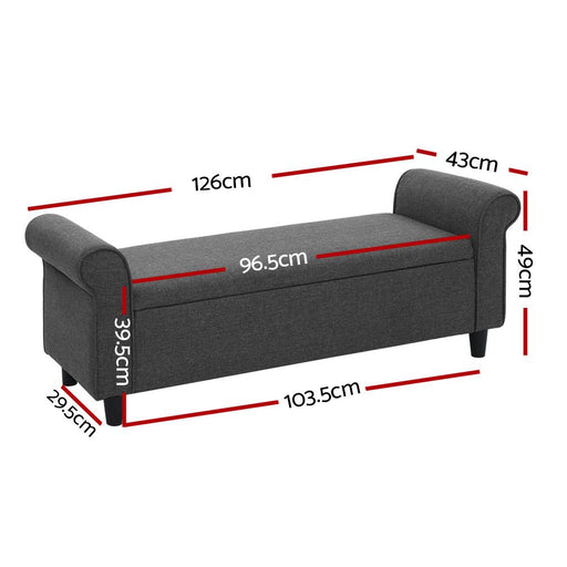 Bostin Life Storage Ottoman Blanket Box 126Cm Linen Fabric Arm Foot Stool Couch Large Dropshipzone