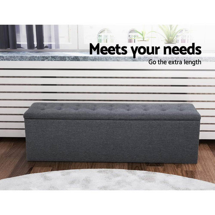 Artiss Storage Ottoman Blanket Box Linen Foot Stool Rest Chest Couch Grey Dropshipzone
