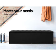 Bostin Life Artiss Storage Ottoman Blanket Box Black Large Leather Rest Chest Toy Foot Stool
