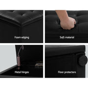 Bostin Life Artiss Storage Ottoman Blanket Box Black Large Leather Rest Chest Toy Foot Stool