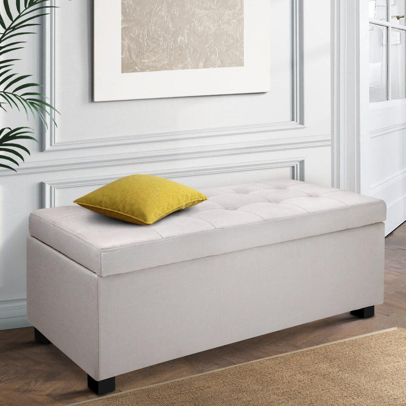 Bostin Life Artiss Large Fabric Storage Ottoman - Beige Dropshipzone