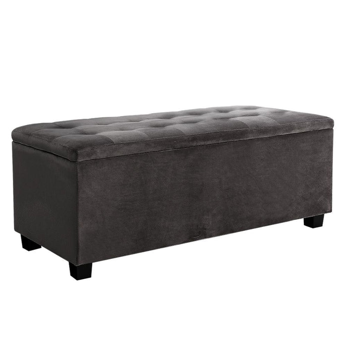 Bostin Life Velvet Blanket Storage Ottoman - Dark Grey Furniture > Living Room