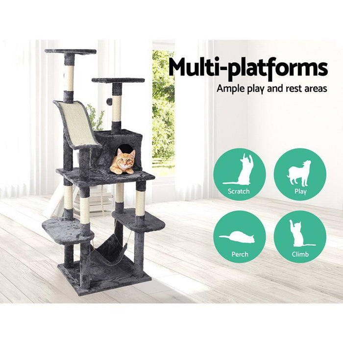 Bostin Life I.pet Cat Tree 171Cm Trees Scratching Post Scratcher Tower Condo House Furniture Wood