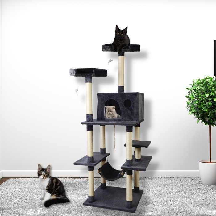 Wooden 184cm Scratching Post Cat Tree Tower