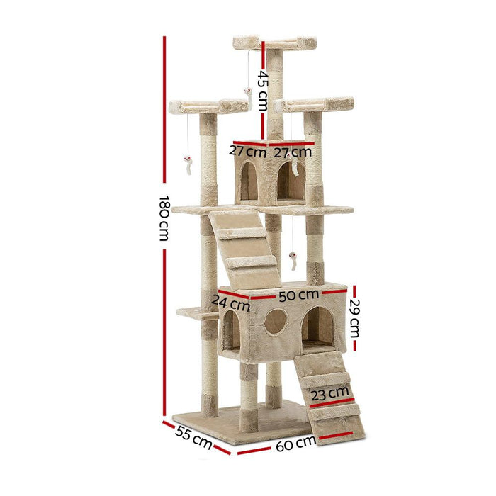 Bostin Life I.pet Cat Tree 180Cm Trees Scratching Post Scratcher Tower Condo House Furniture Wood