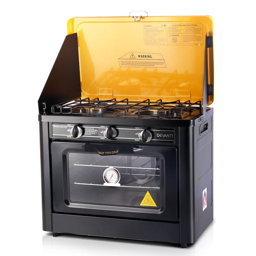 Devanti 3 Burner Portable Oven - Black & Yellow Appliances > Kitchen