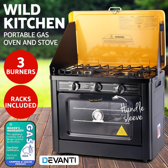 Devanti 3 Burner Portable Oven - Black & Yellow Appliances > Kitchen